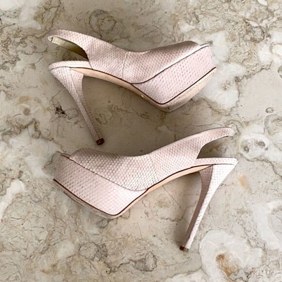 Brian Atwood Platform Suede Leather Stilettos - Picture 5 of 9